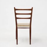 Teak dining chairs with braided rope seat, Belgium 1960s