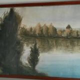 Pastel landscape "The banks of the Seine in autumn"