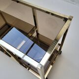 70s glass and gold metal TV stand coffee table