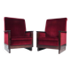 2 red velvet Amsterdam School Art Deco chairs, The Netherlands, 1930s