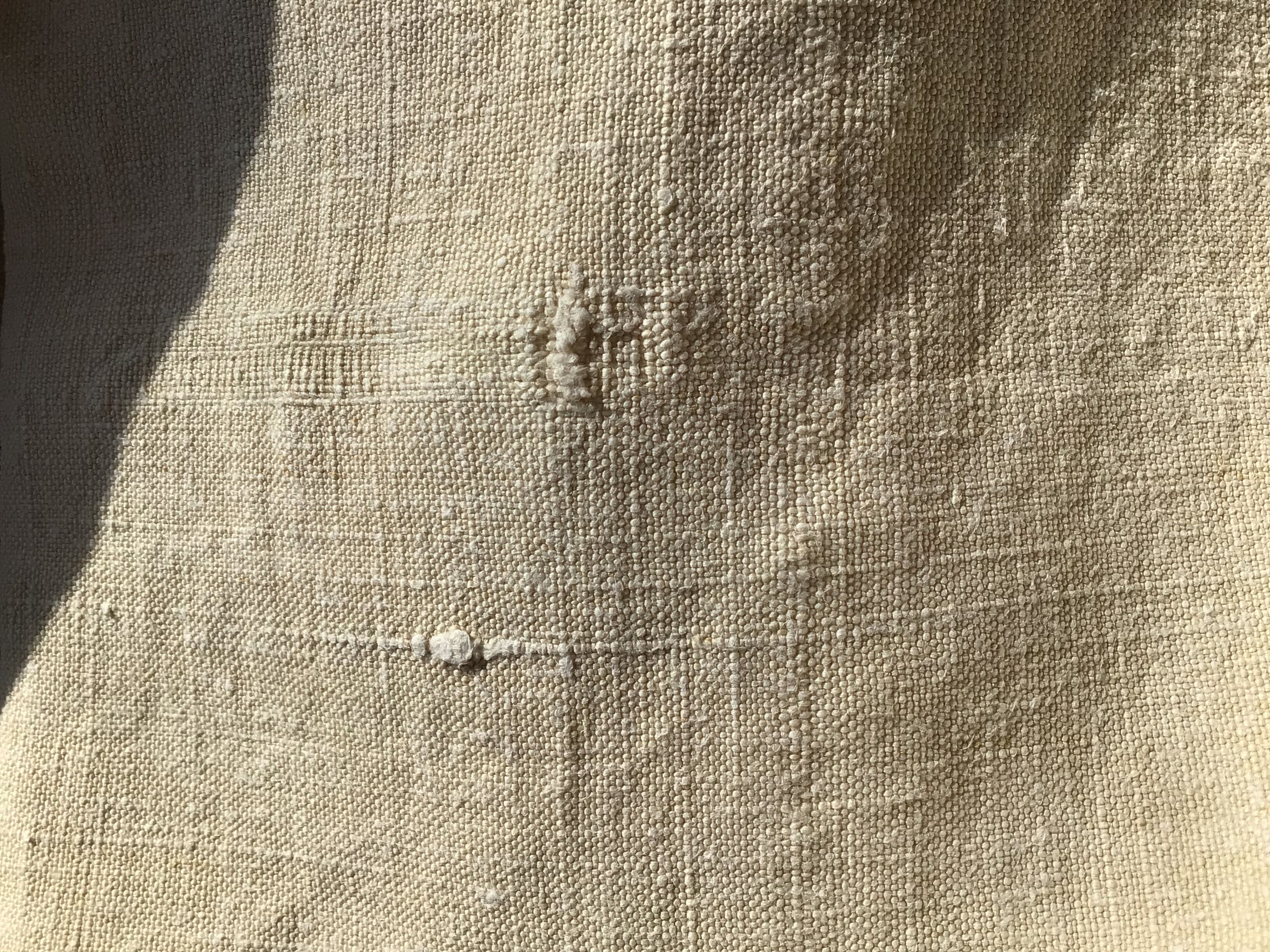 Hemp sheet embroidered MR very old seam central days crossed
