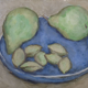 Almonds, green pears and blue plate by Deborah Hanson Murphy