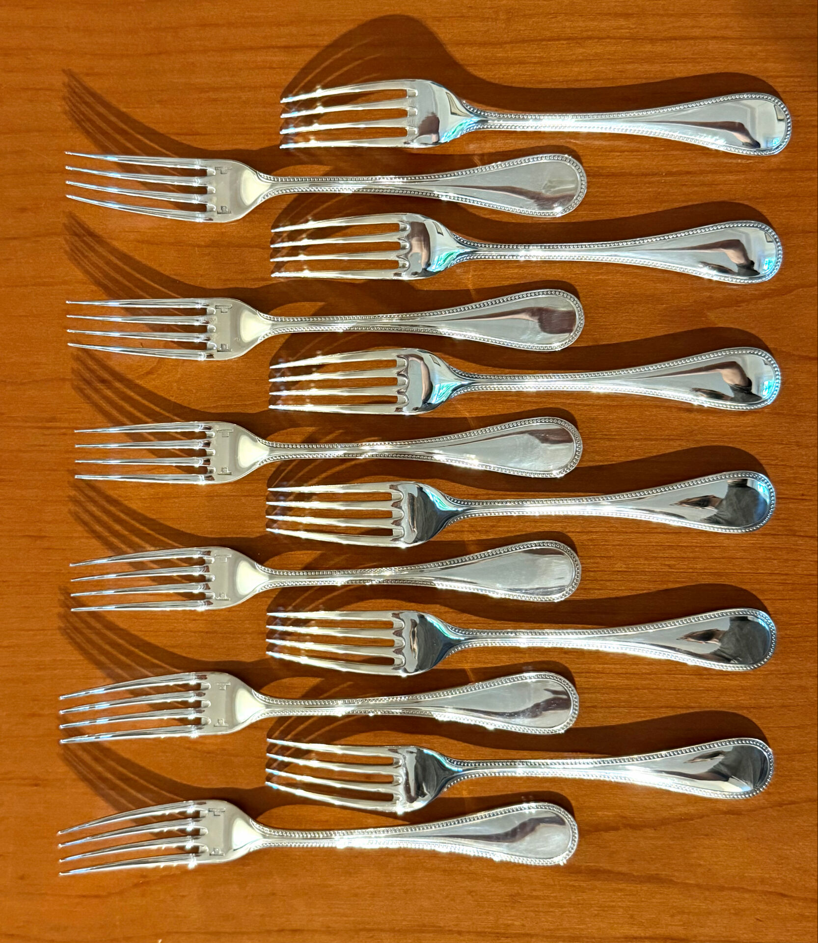 Christofle pearls, dessert cutlery 12 forks 12 spoons 17cm