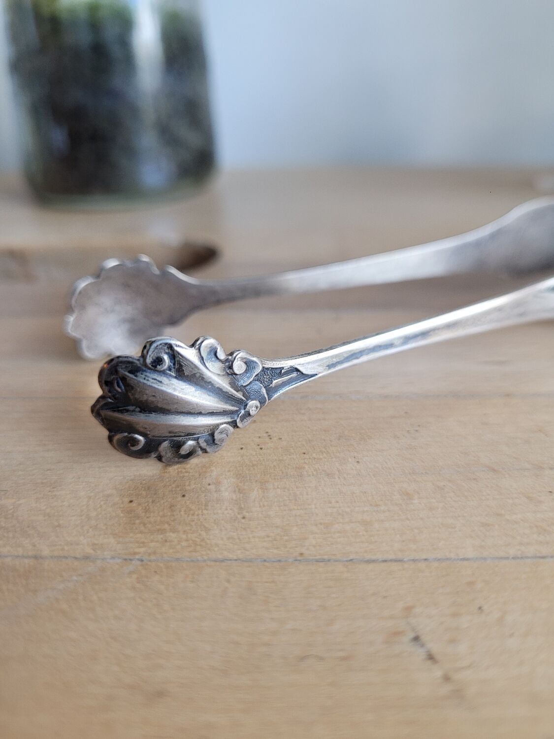 Silver sugar tongs
