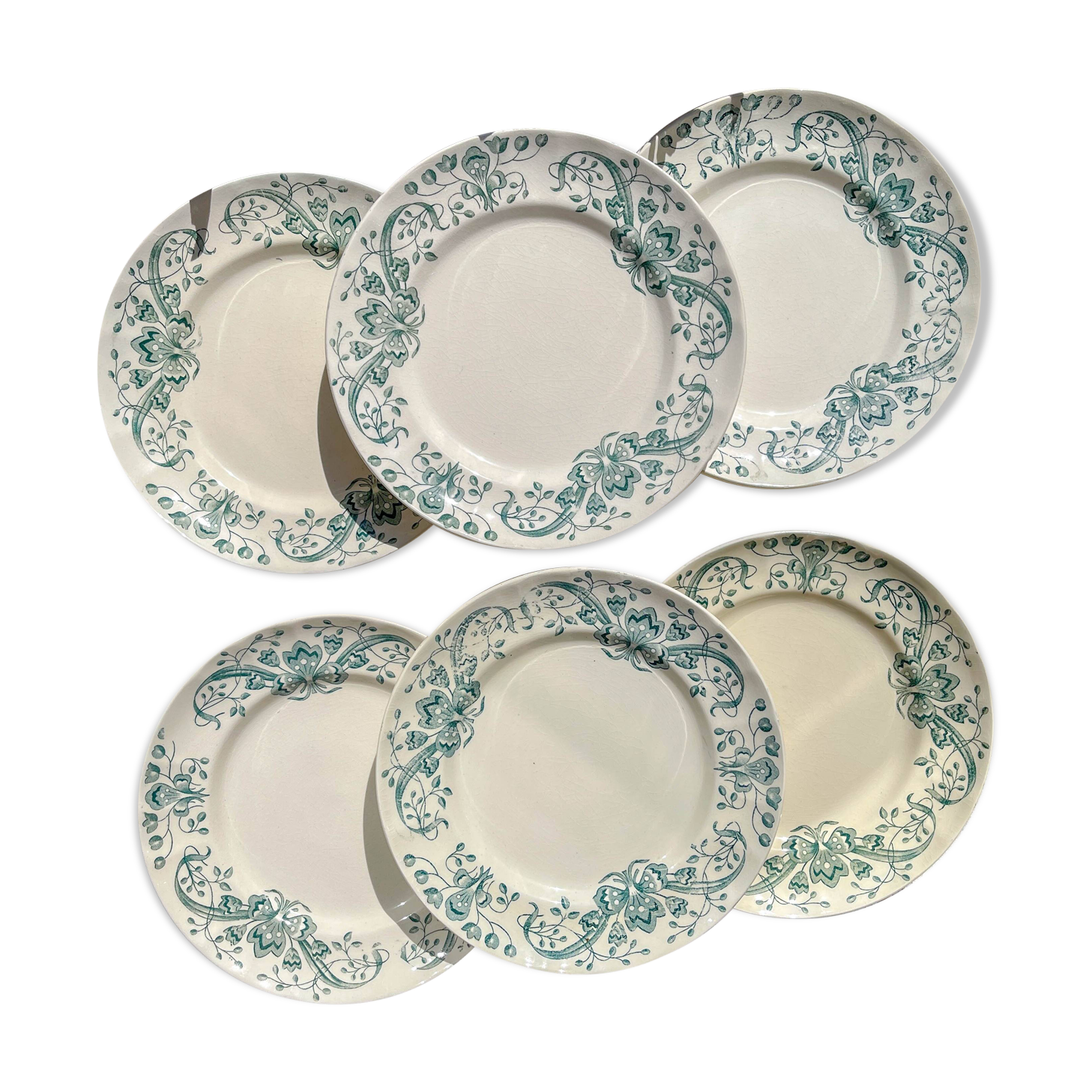 Set of 6 Small Antique Iron Earth Plates "Figuig" – Longchamp 19th Century