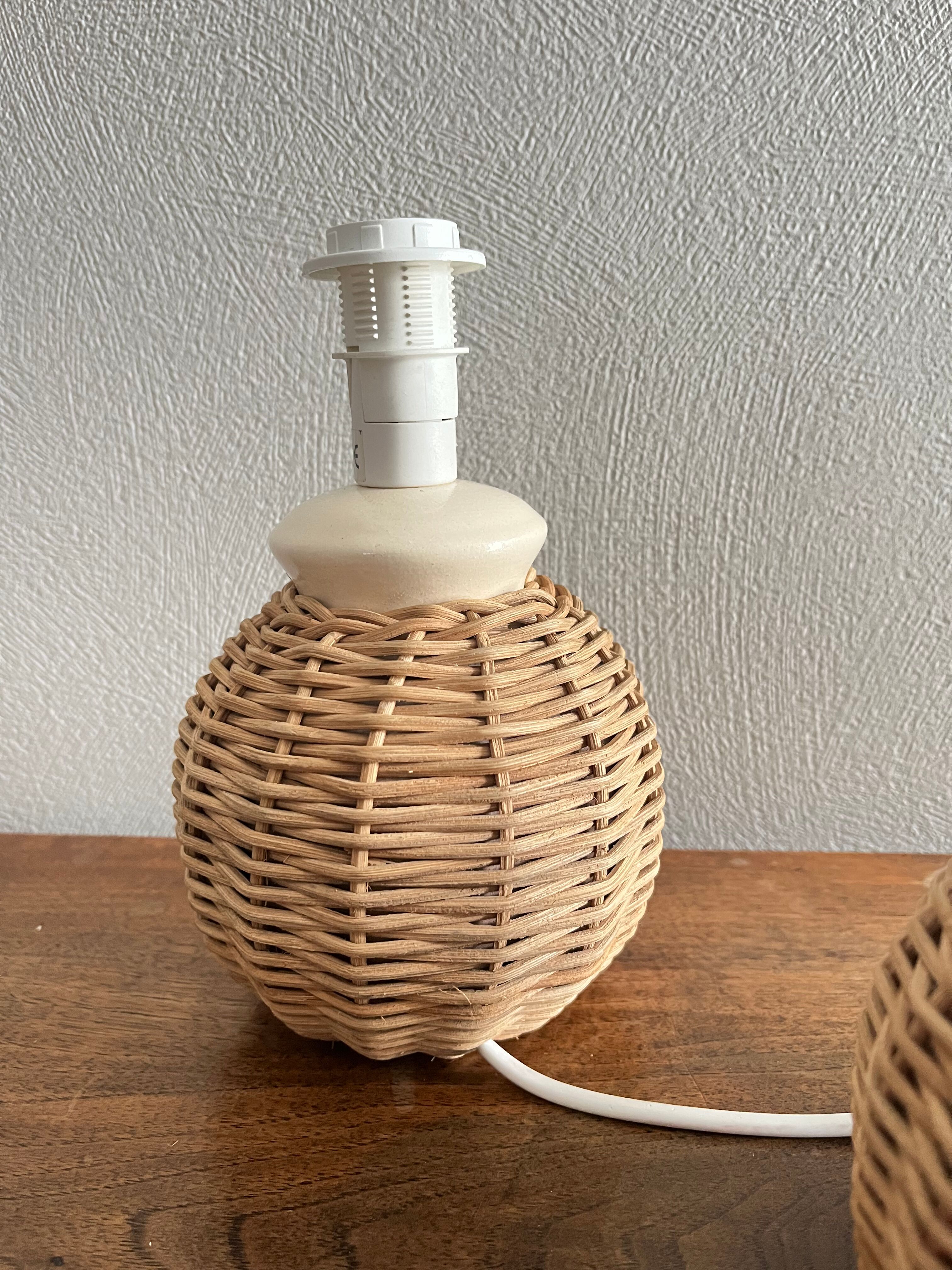 Pieds de lampes de chevet boule en rotin tressé