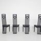 Antonio Sibau black leather dining room chairs, Italy 1980's