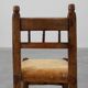 19th Century Spanish Hand-Carved oak Side Chair with Velour Seat