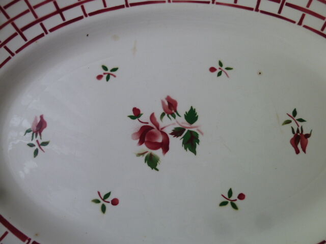 Oval earthenware dish Digoin Sarreguemines Model Rosa
