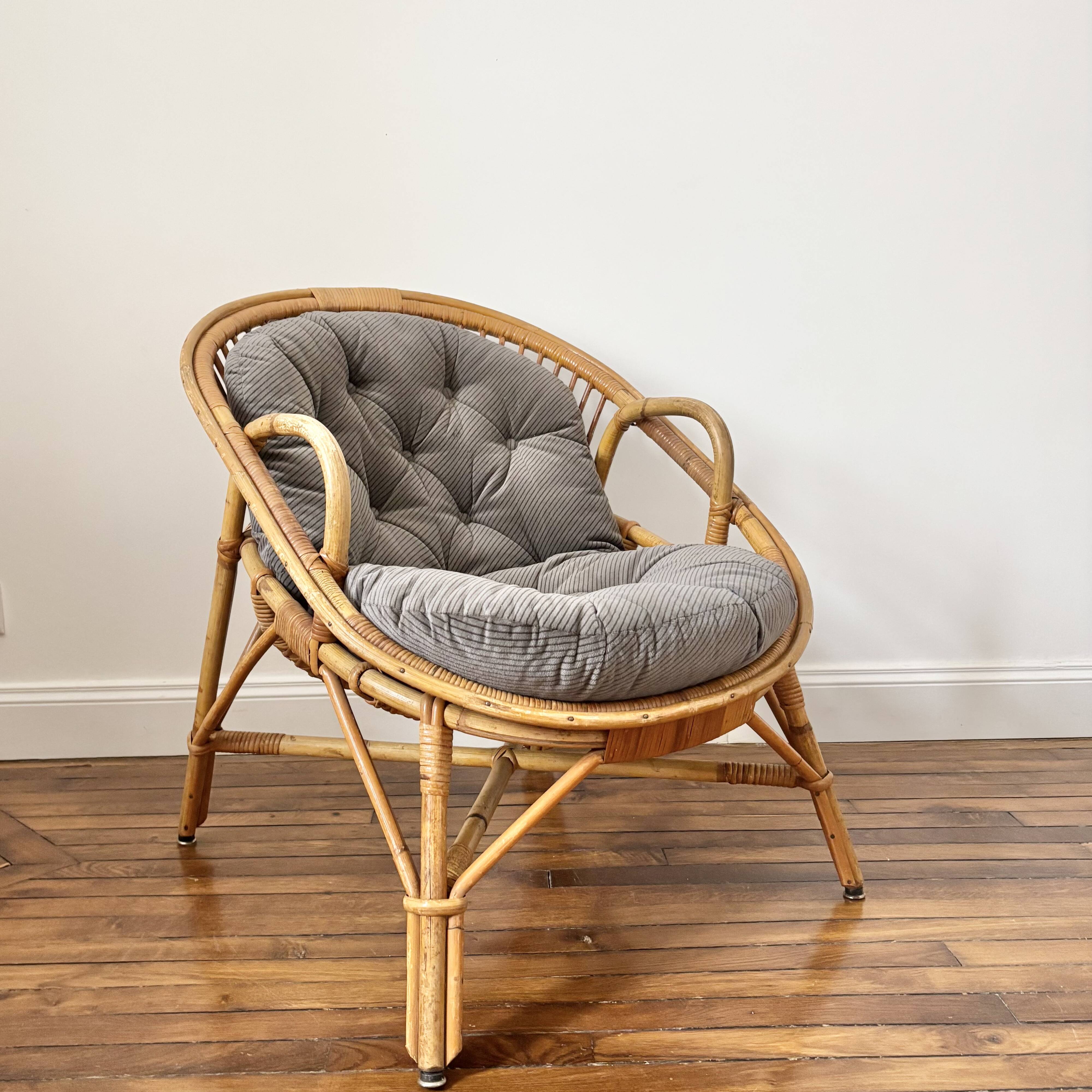 fauteuil en rotin vintage