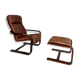 Yngve Ekström 70 Scandinavian design armchair with leather and wood ottoman