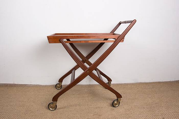 Danish folding teak rolling table, Svend Aage Madsen/Illums Bolhigus.