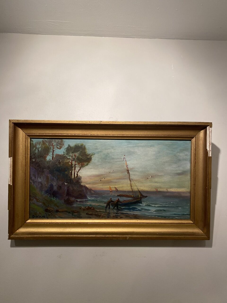 Old painting, Marine, signed, XX century