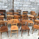 Lot of 15 mismatched bistro chairs in curved wood