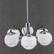 1970s Targetti Sankey Italian Chrome and Opaline Glass Chandelier