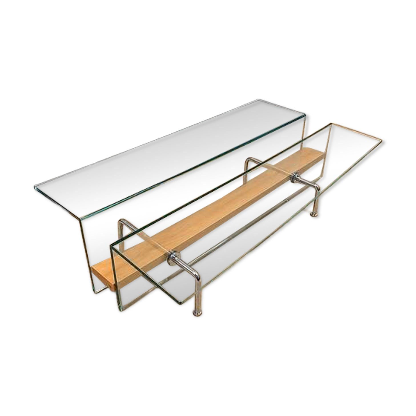 1970s design coffee table, combining transparency and visual lightness.