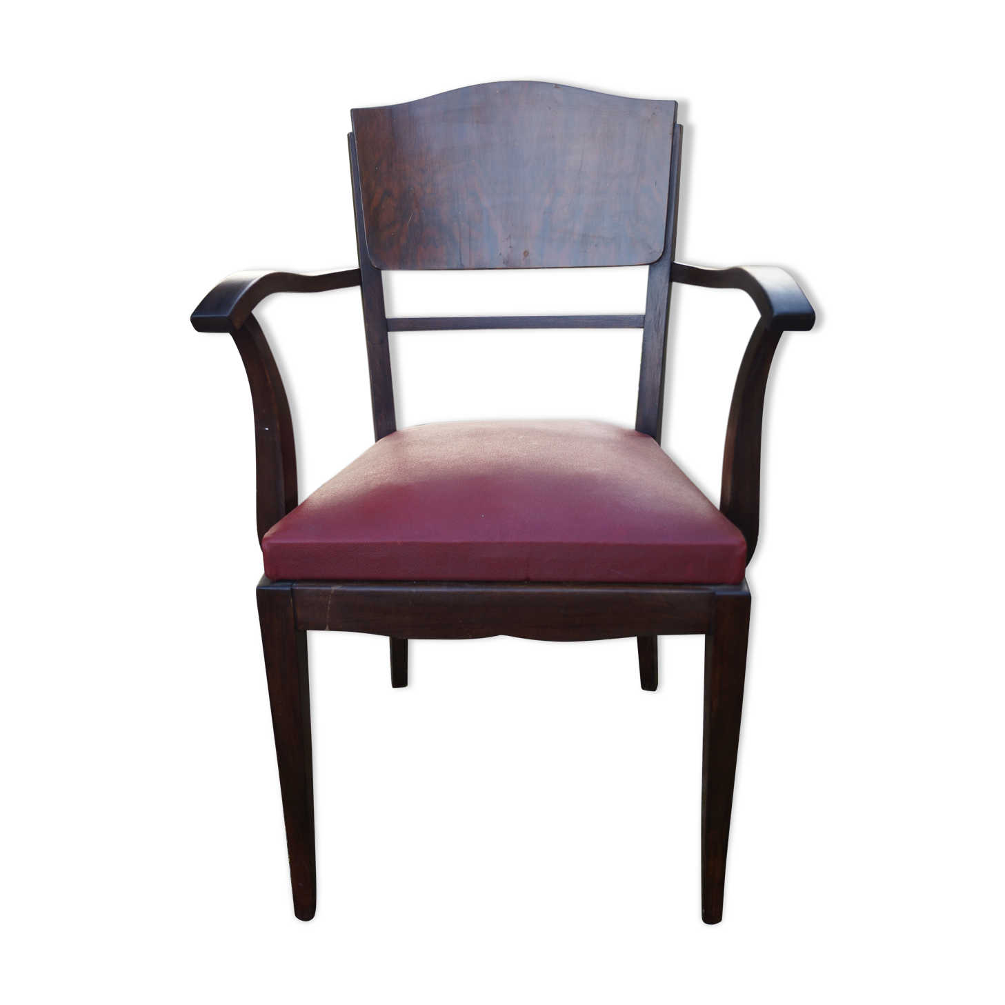 Wooden armchair red seat