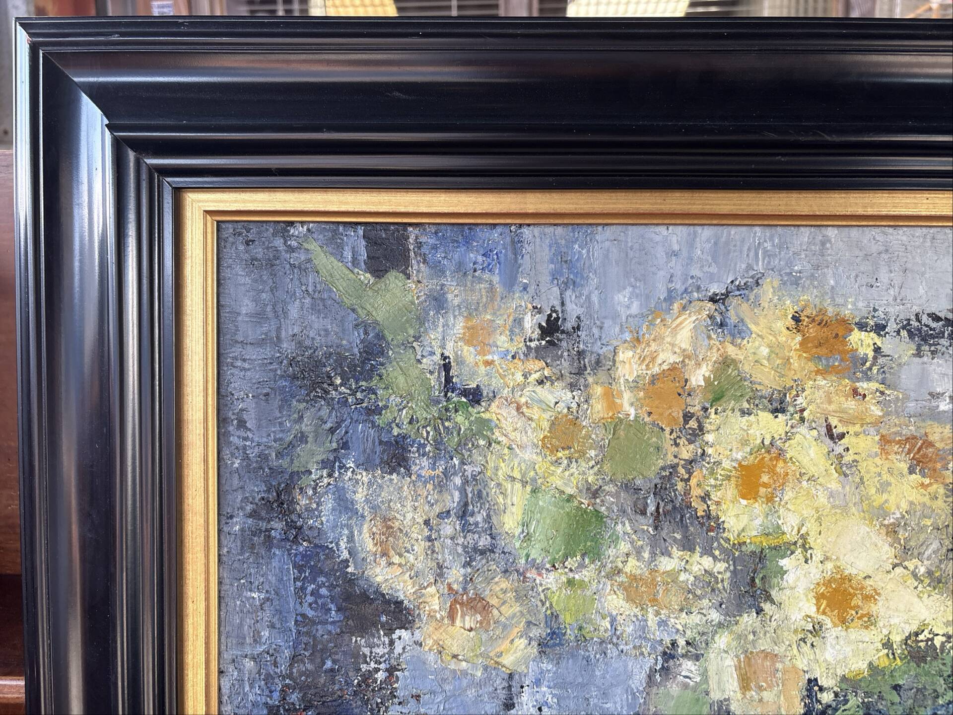 Signed painting by Idka Cohen, oil on canvas, still life with flowers, year