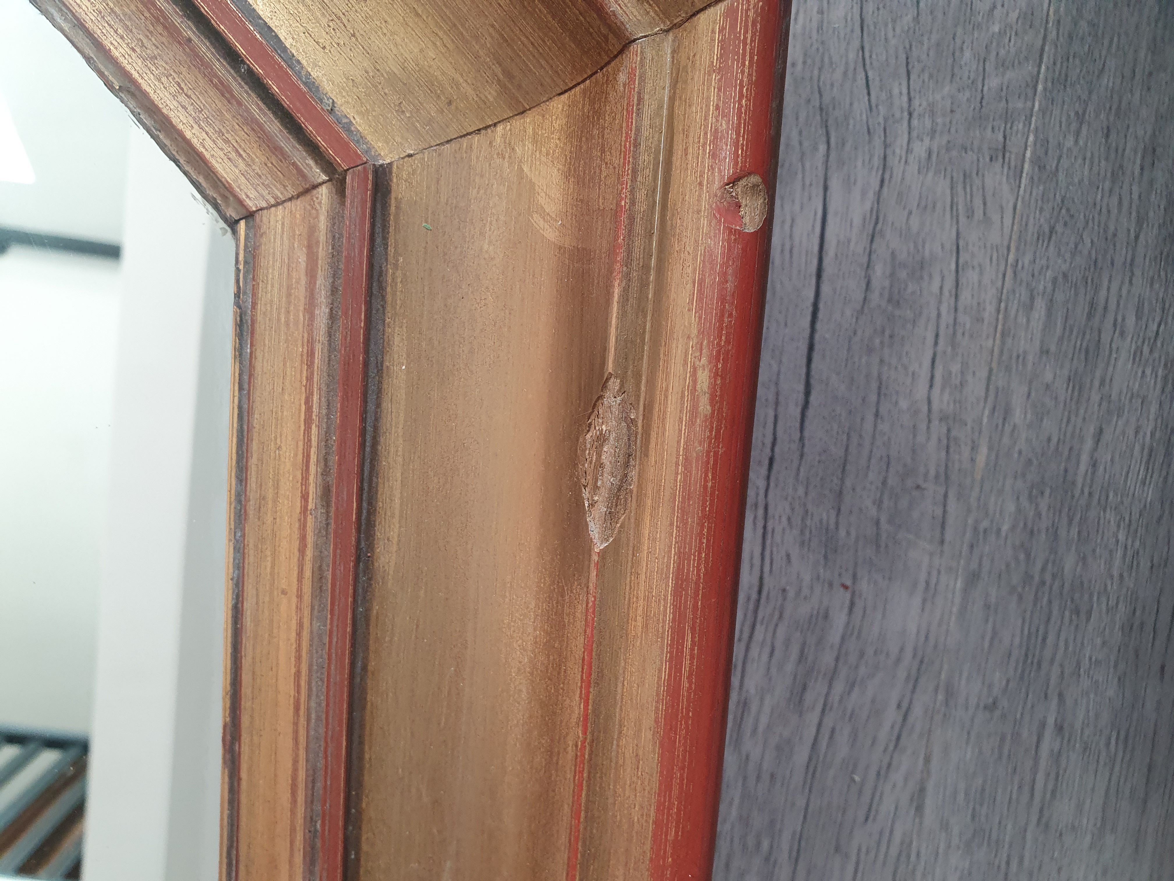 Rectangular mirror wood painted golden brown