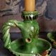 Duo of vintage potter's ceramic candle holders Regional Folk Art