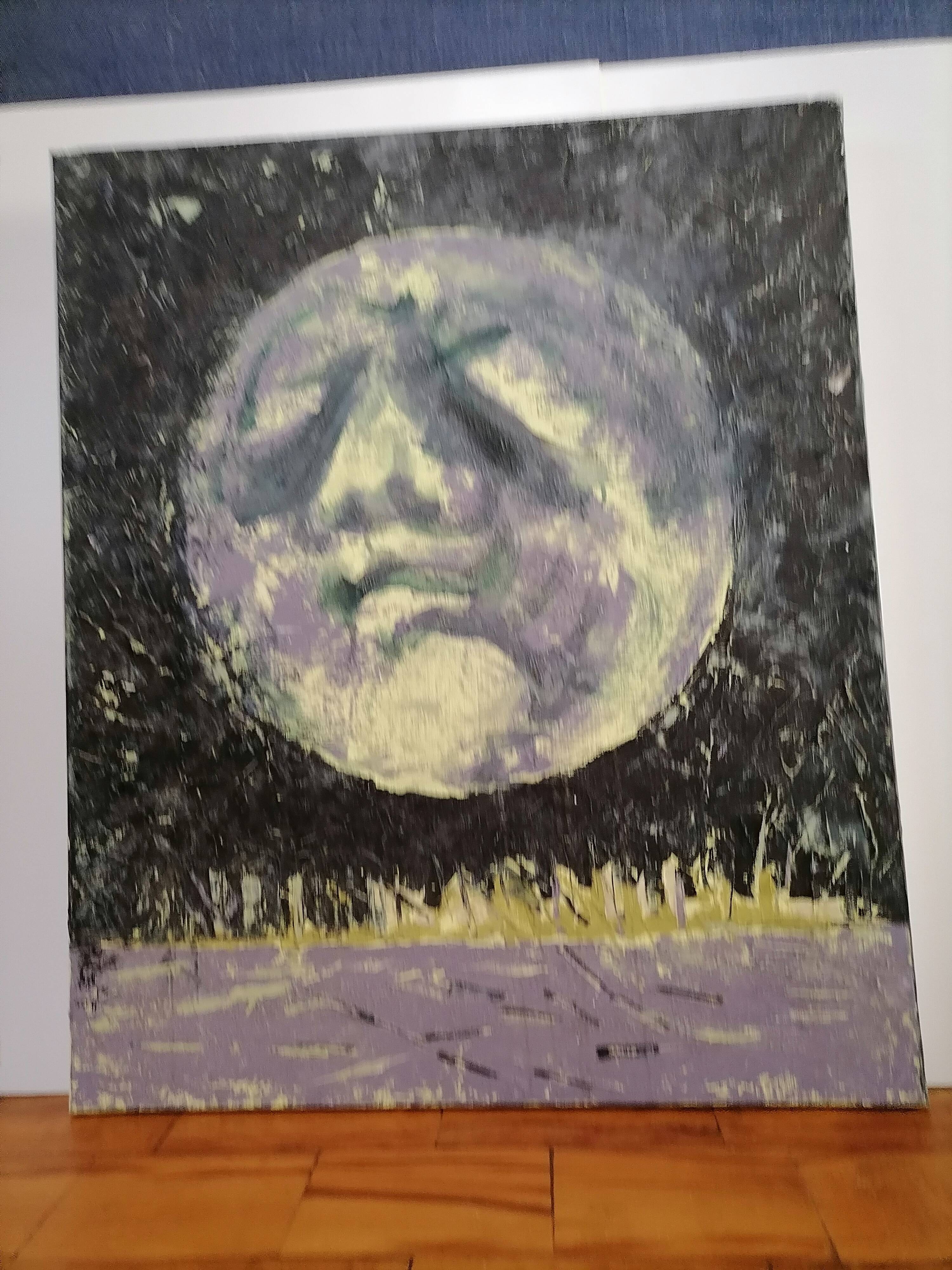 Contemporary moon painting on canvas