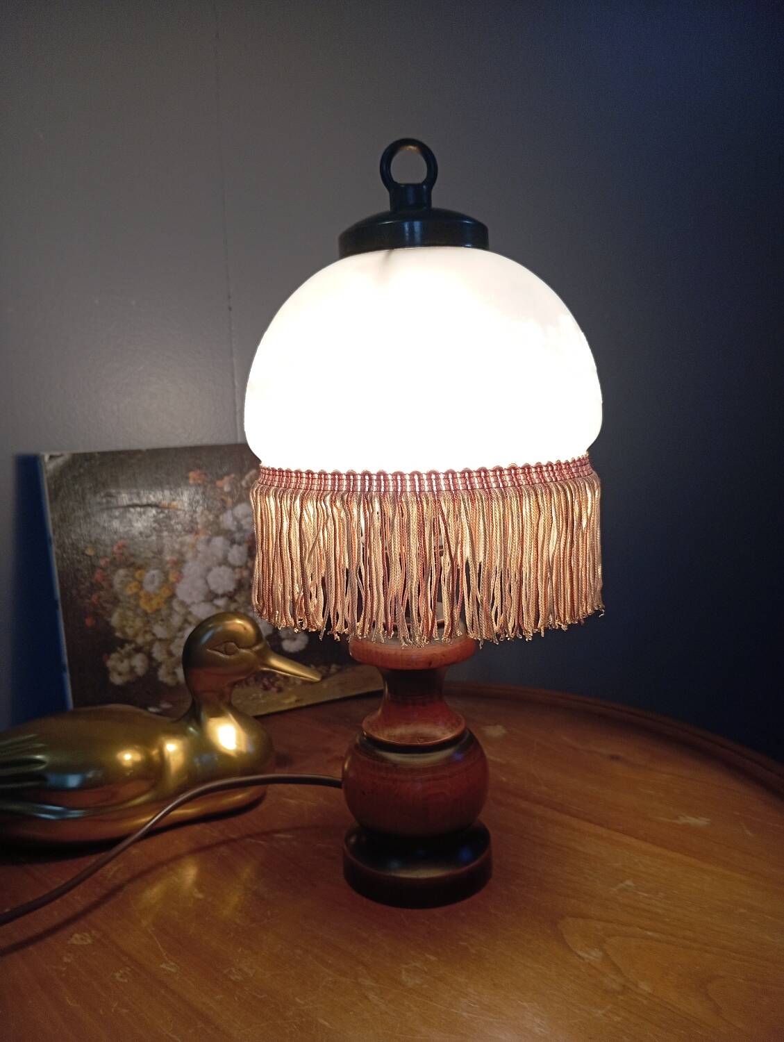 Lampe de chevet vintage romantique verre à franges