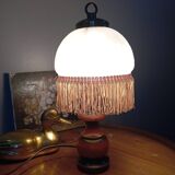 Romantic vintage bedside lamp with fringed glass