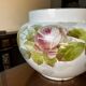 Large Verbanum Stone Laveno cache-pot, floral decoration "Roses" in earthenware ceramic, ca 1900