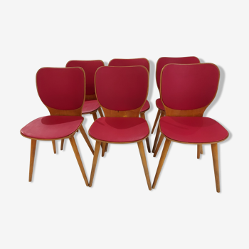 Suite de 6 chaises de Bistrot Baumann par Max Bill 1960