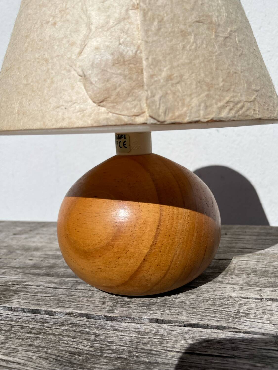 Vintage beige wooden ball lamp