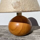 Vintage beige wooden ball lamp