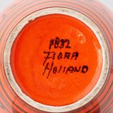 Ceramic table lamp Dutch Orange Gouda “Tokio”, 1970s, black linen shade