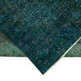 Handmade oriental unique 1980s 297 cm x 390 cm turquoise wool carpet