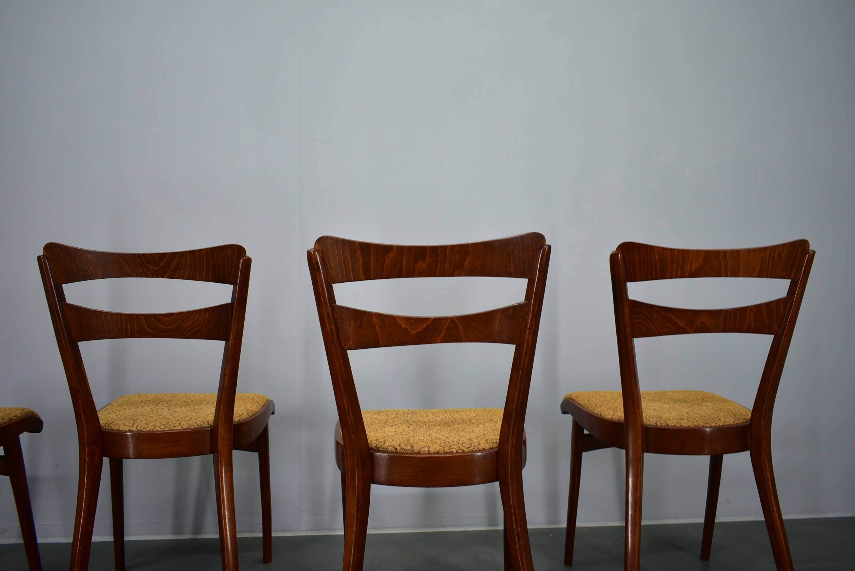 Vintage walnut dining chairs by Mier Topolcany, Czechoslovakia, 1960s, set of 4