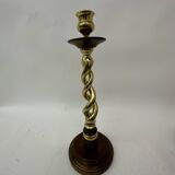 Large antique brass candle stick with wooden details , 1930’s