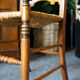 Arts & crafts solid oak ladder back occasional chair with rush seat