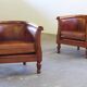 Vintage pair of 20th century Danish Leather Chairs, ca. 1930s