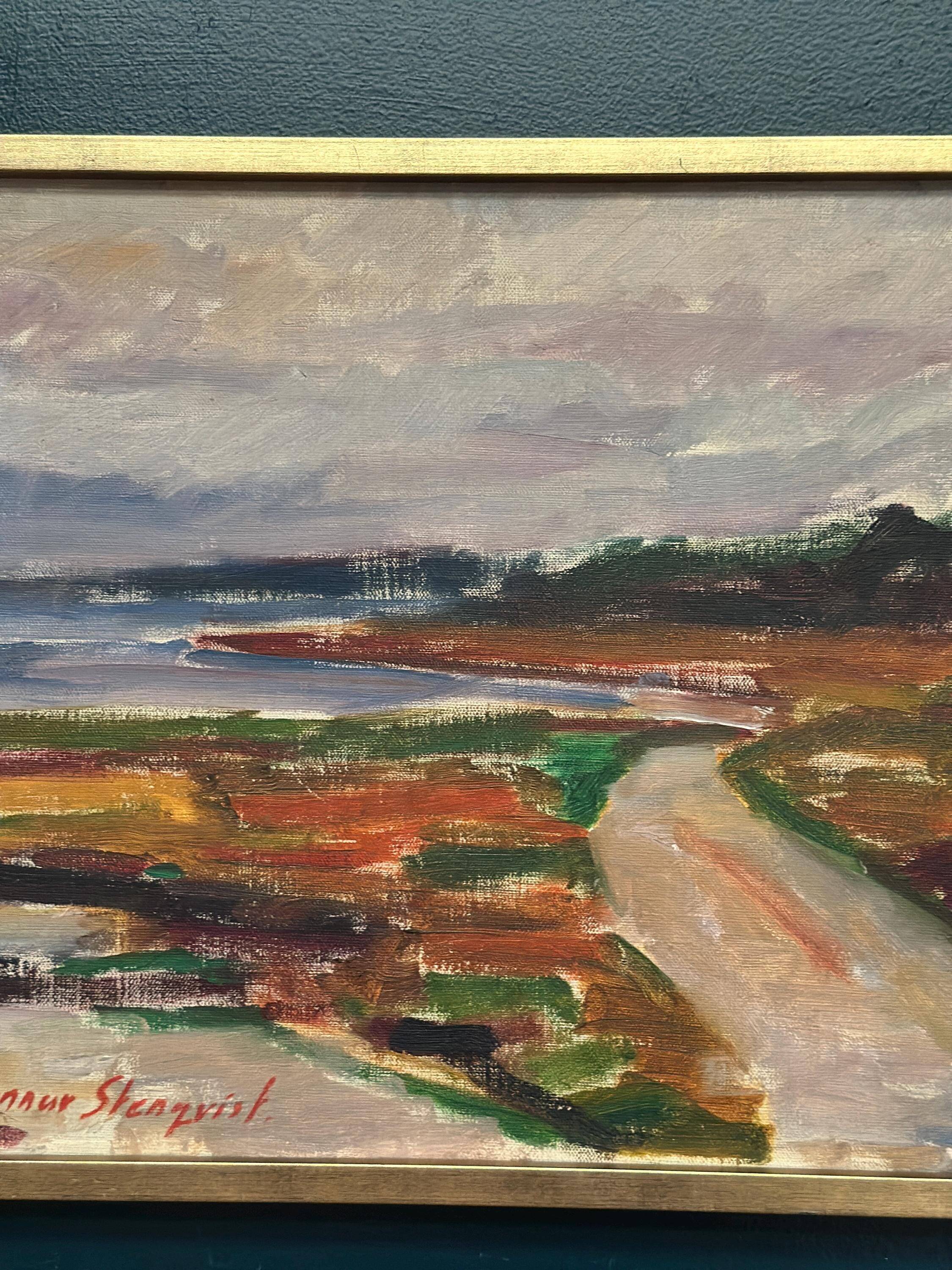 Original Swedish Oil on Canvas – “Coastal Landscape” by Gunnar Stenqvist