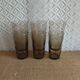 Set of 6 large vintage 70s smoked glasses