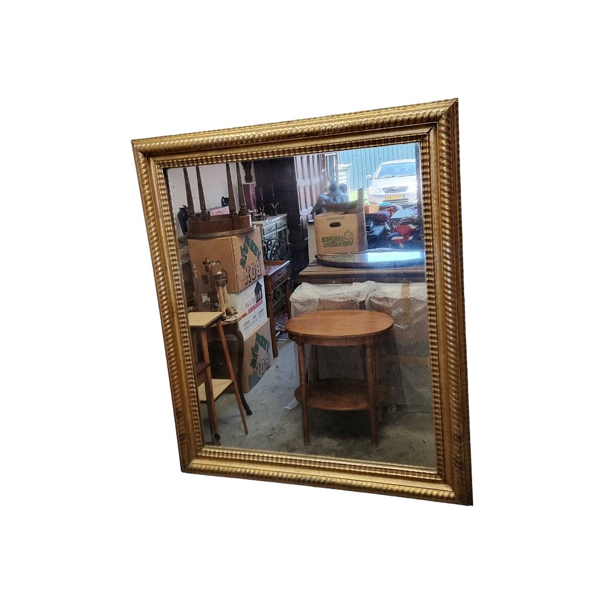 Miroir antique français à cadre doré en ondulation, fin des années 1800