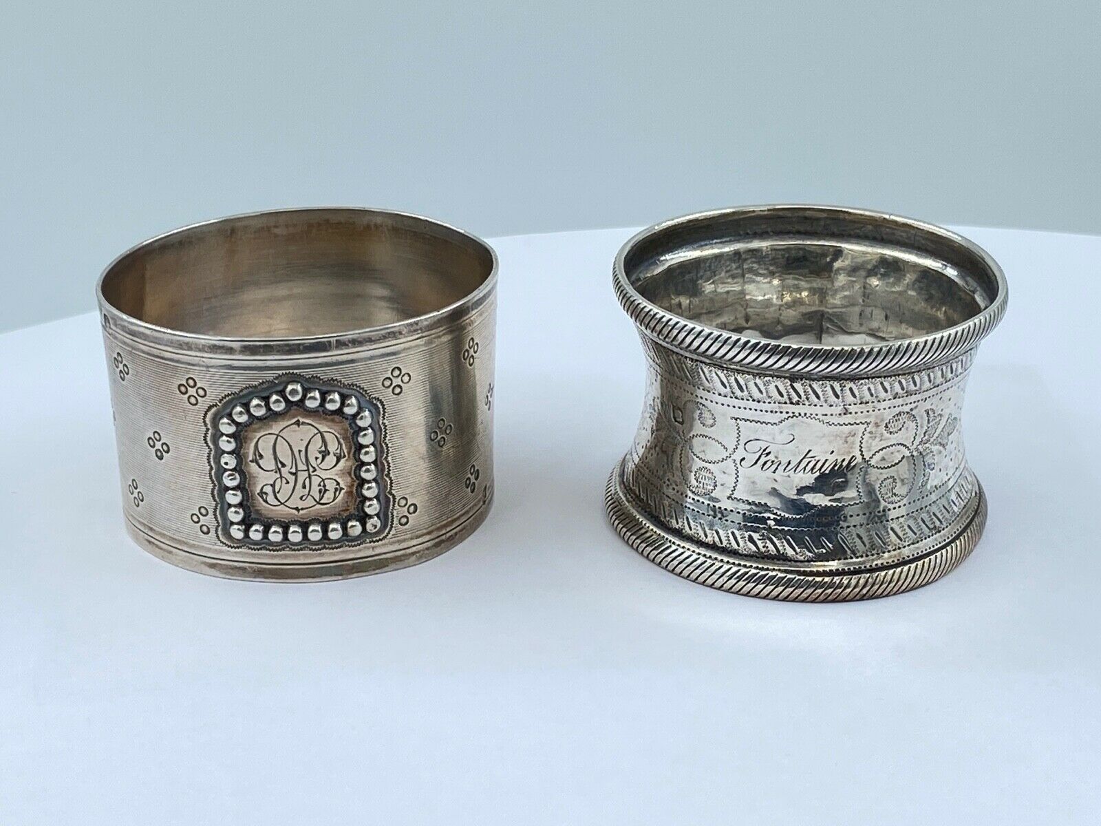 Two rounds of fine nineteenth silver towels louis xvi minerve style