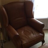 Laura Ashley brown leather armchair