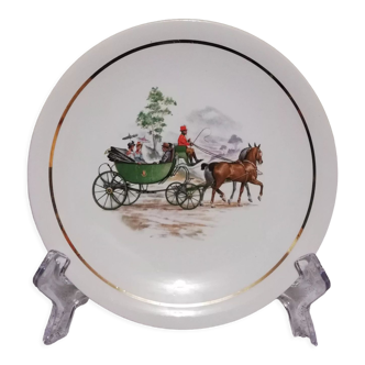 Assiette décorative Luneville Badonviller motif calèches