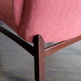 Couple of Italian midcentury modern design red armchairs 1950s
