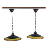 80's Concept Glass Italian Pendant Lights, Vintage Design Pair