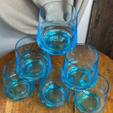 Six verres en verre bleu turquoise