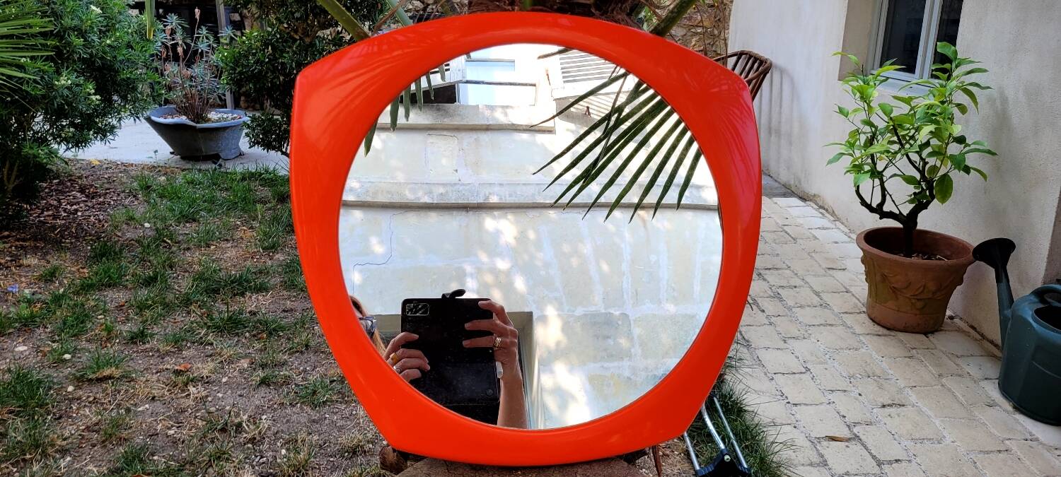 Miroir vintage orange années 70