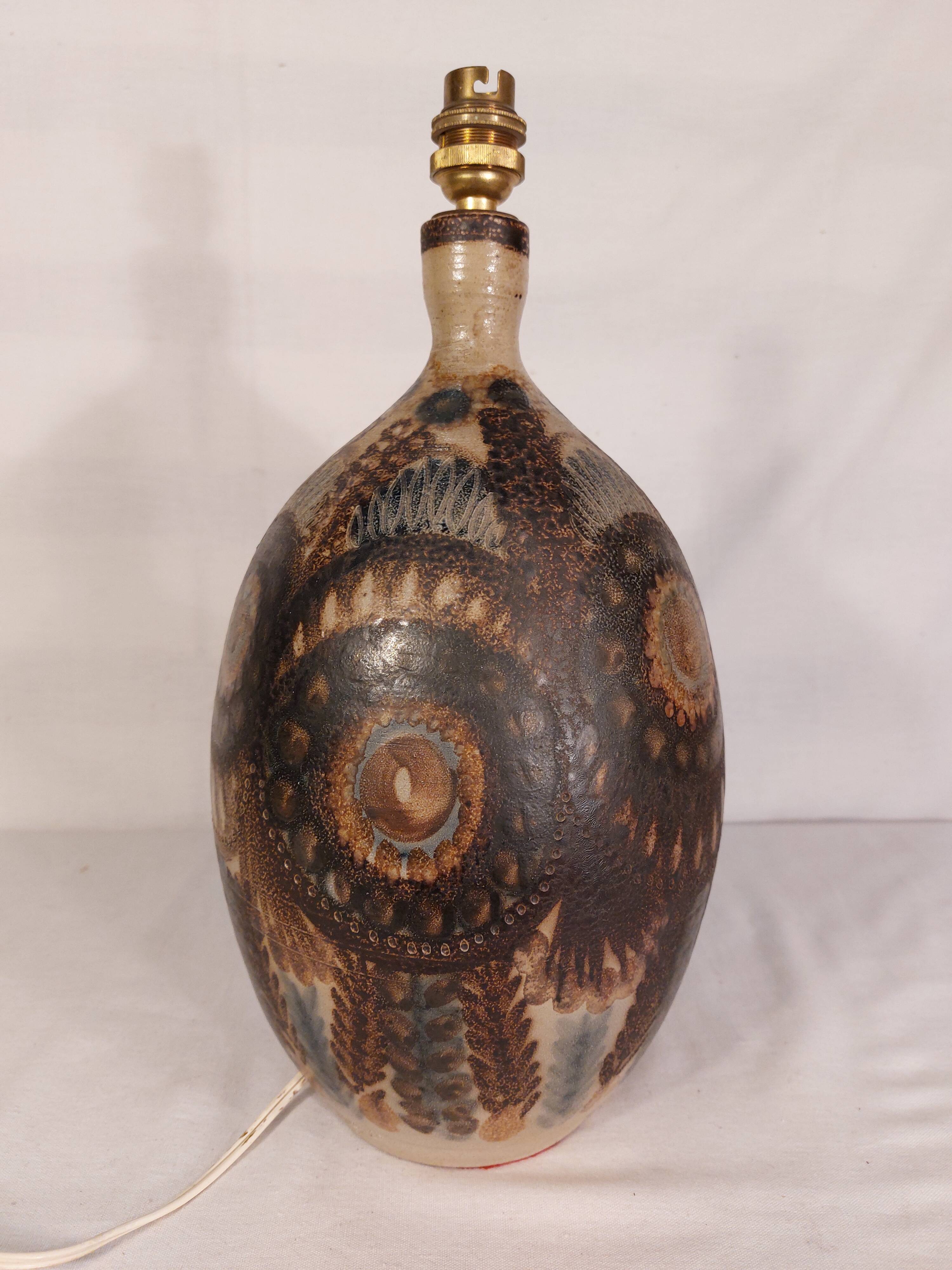 Vintage sandstone lamp base signed JC Courjault - Maison Keraluc - 1960s