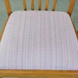 Set of 8 vintage Danish design dining chairs from the 1970s with light purple fabric seats