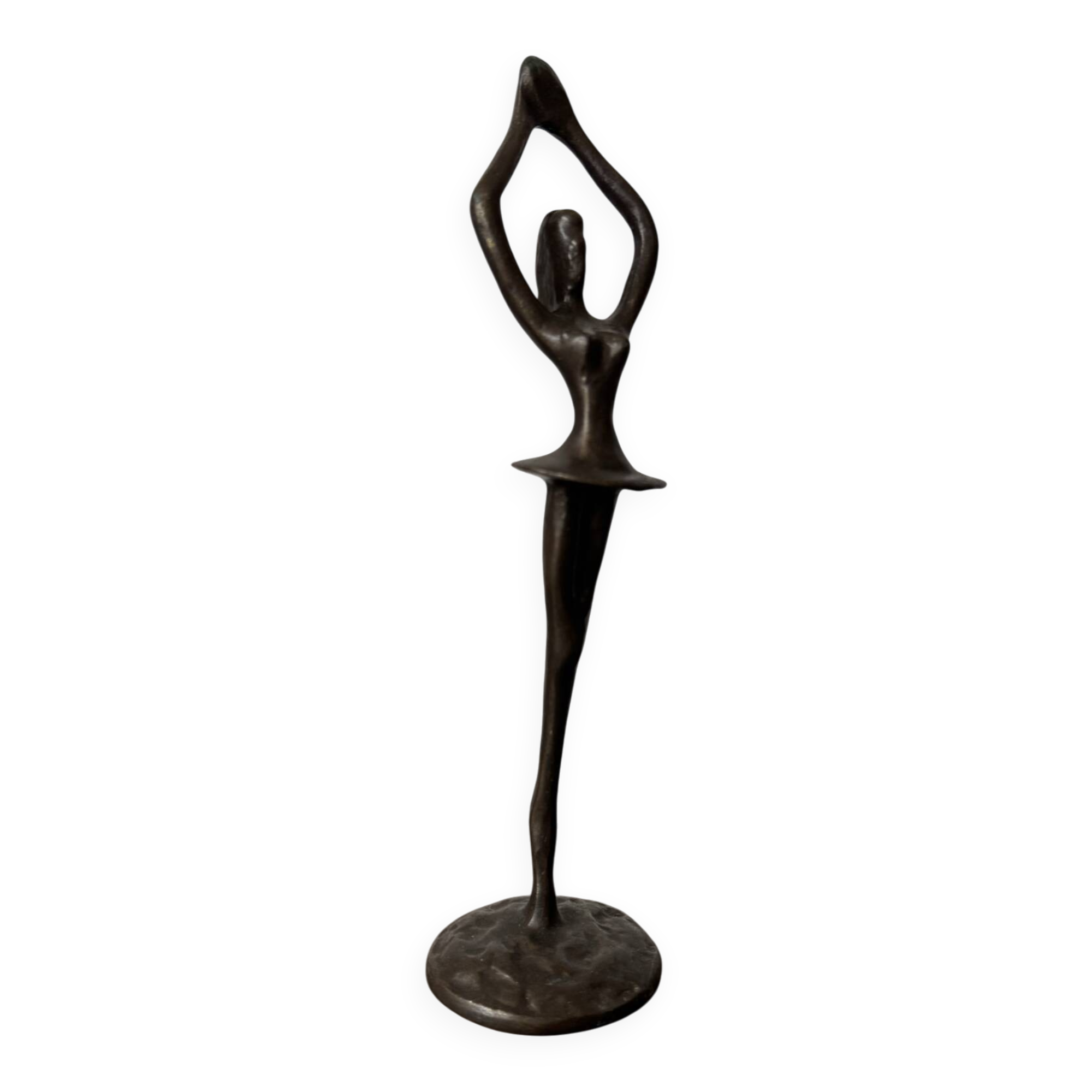 Small bronze dancer in 1980s modernist style.
